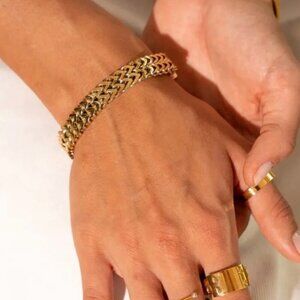 18k Gold Snake Chain Bracelet Textured Bracelet